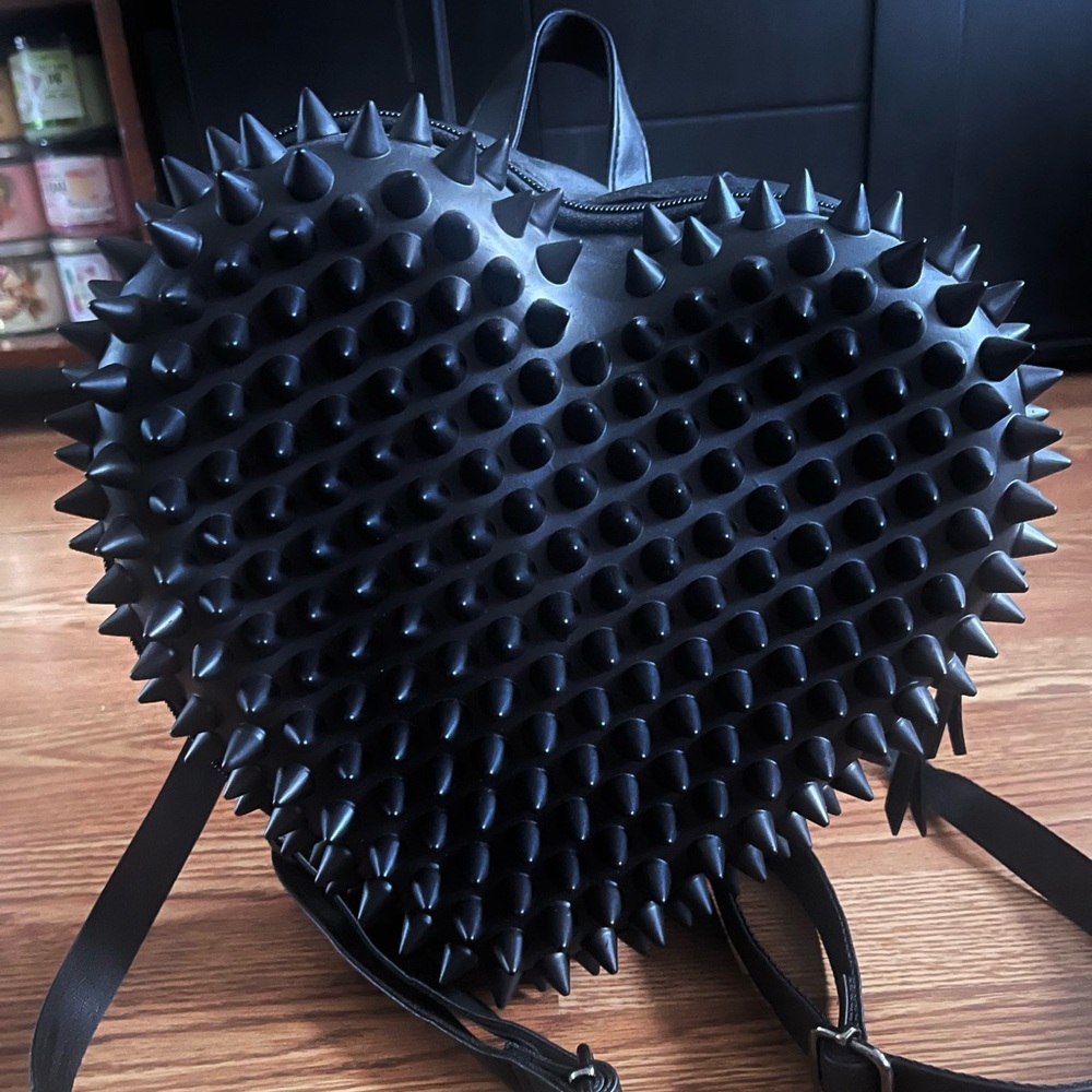 Spencer's Black Heart Studded Backpack